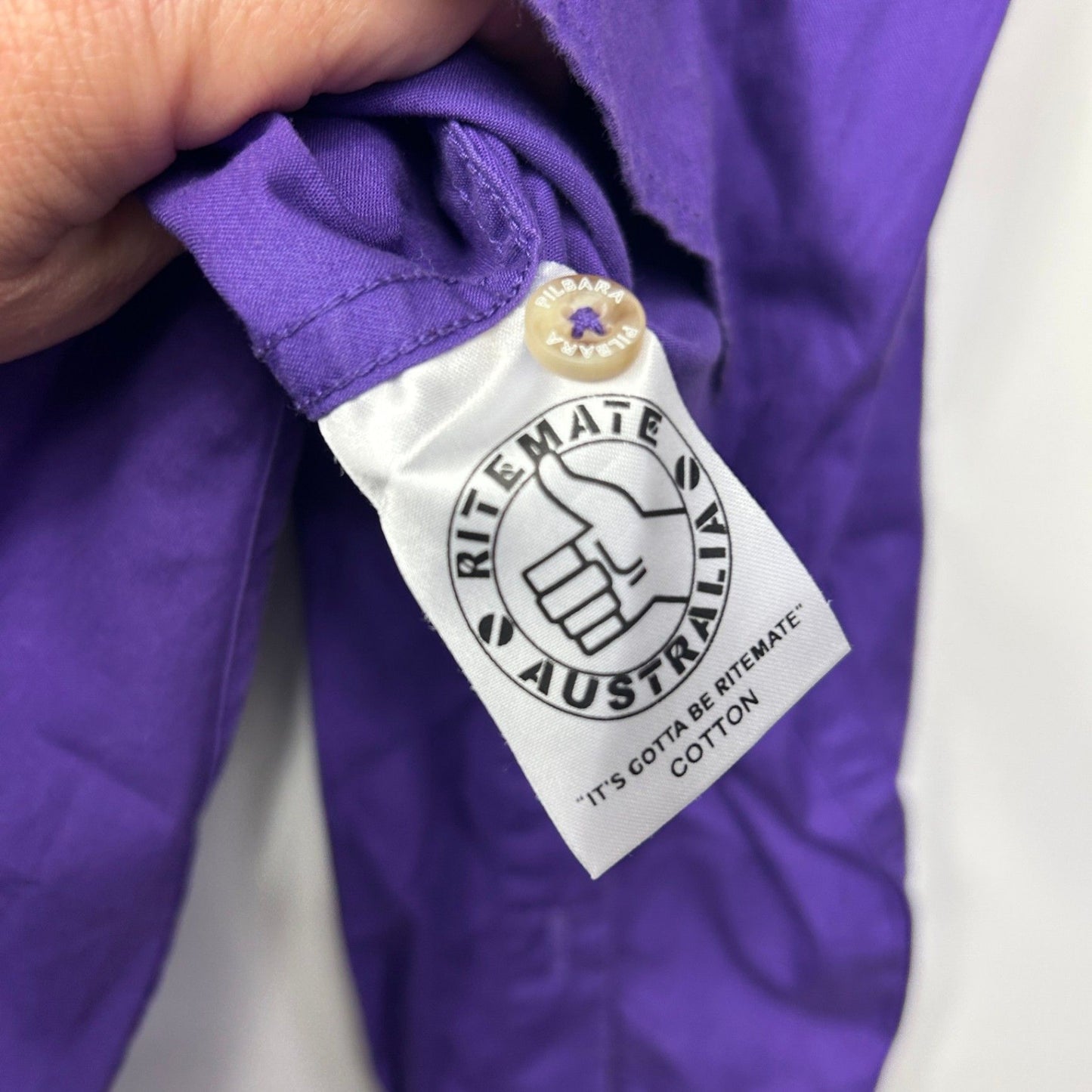 Pilbara Collection Long Sleeve Shirt Size 20 Purple Solid Cotton Button Up