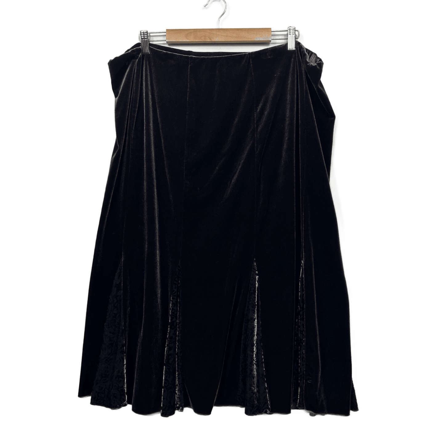 Vintage Swish Maxi Skirt Size 22 Black Textured Velvet Midi Length Y2K