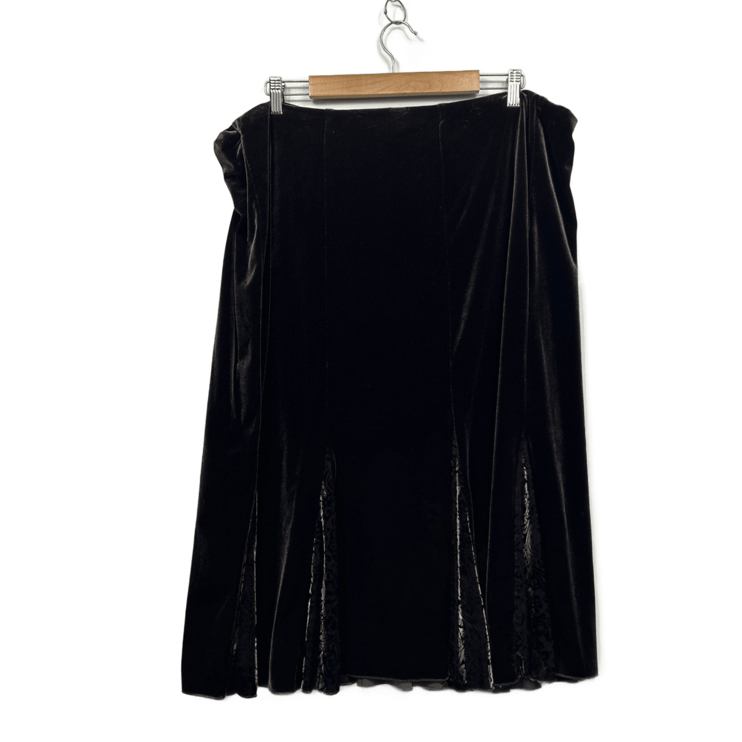 Vintage Swish Maxi Skirt Size 22 Black Textured Velvet Midi Length Y2K