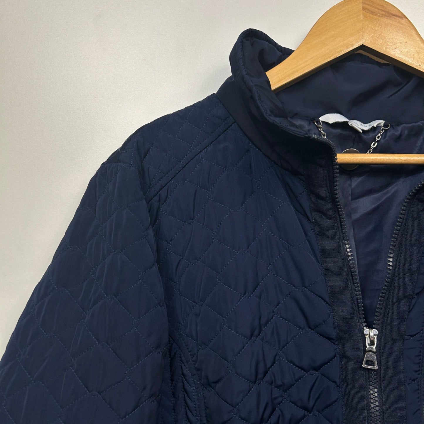 W Lane Navy Quilted Padded Zip Jacket Long Sleeve Size 20