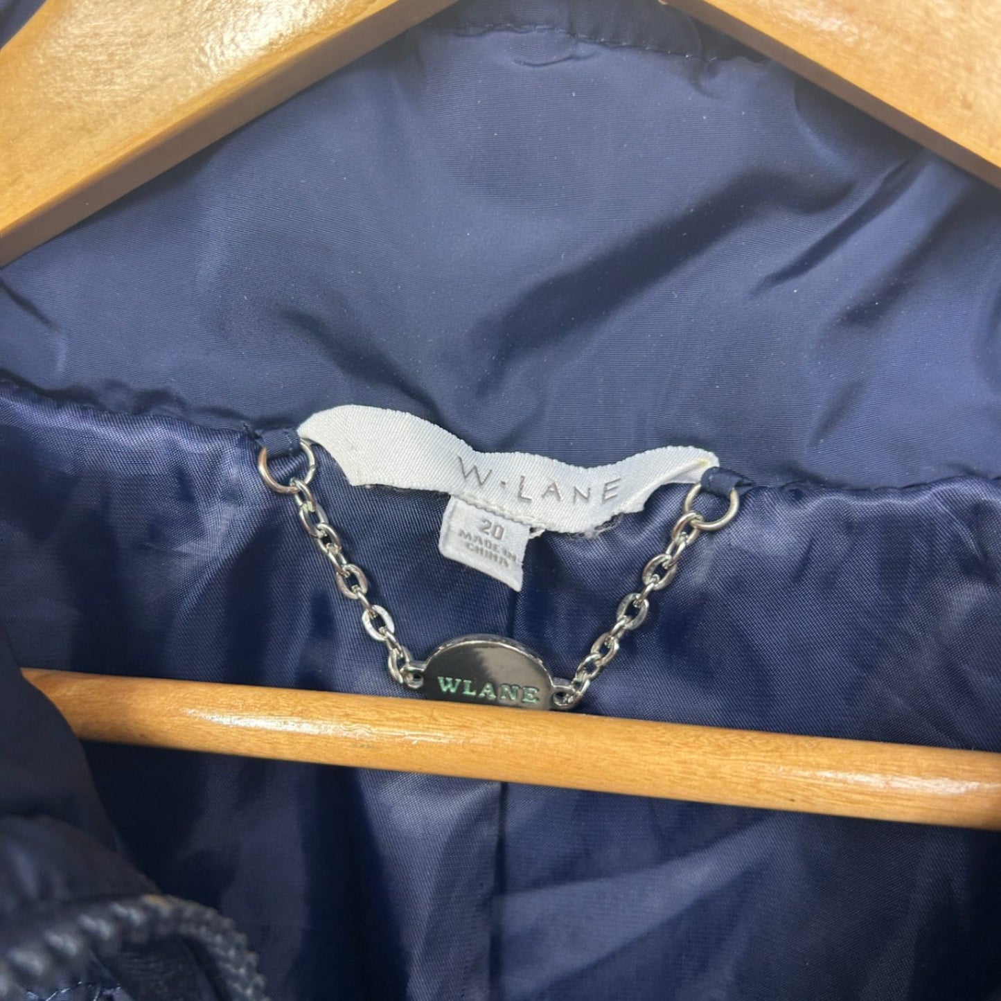 W Lane Navy Quilted Padded Zip Jacket Long Sleeve Size 20