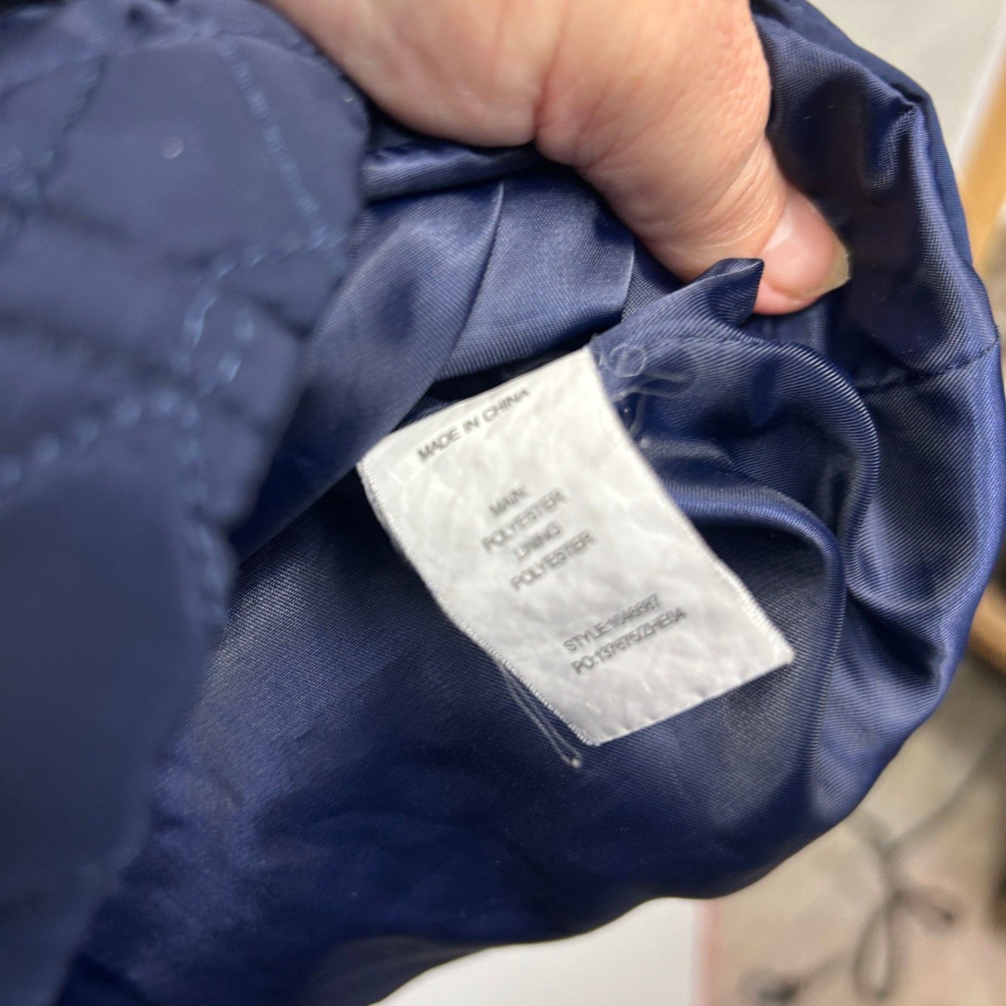W Lane Navy Quilted Padded Zip Jacket Long Sleeve Size 20