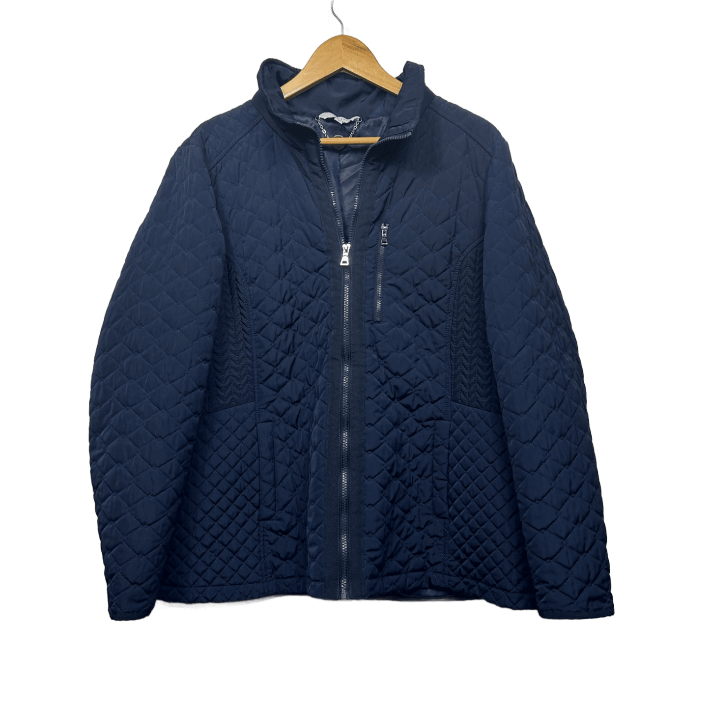 W Lane Navy Quilted Padded Zip Jacket Long Sleeve Size 20
