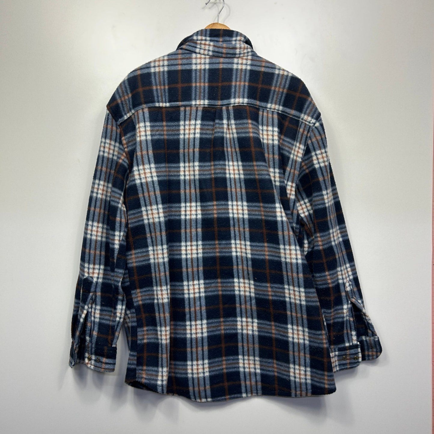 Lowes Checked Flannel Shirt Sleeve Soft Fleece Blue White Size 2XL