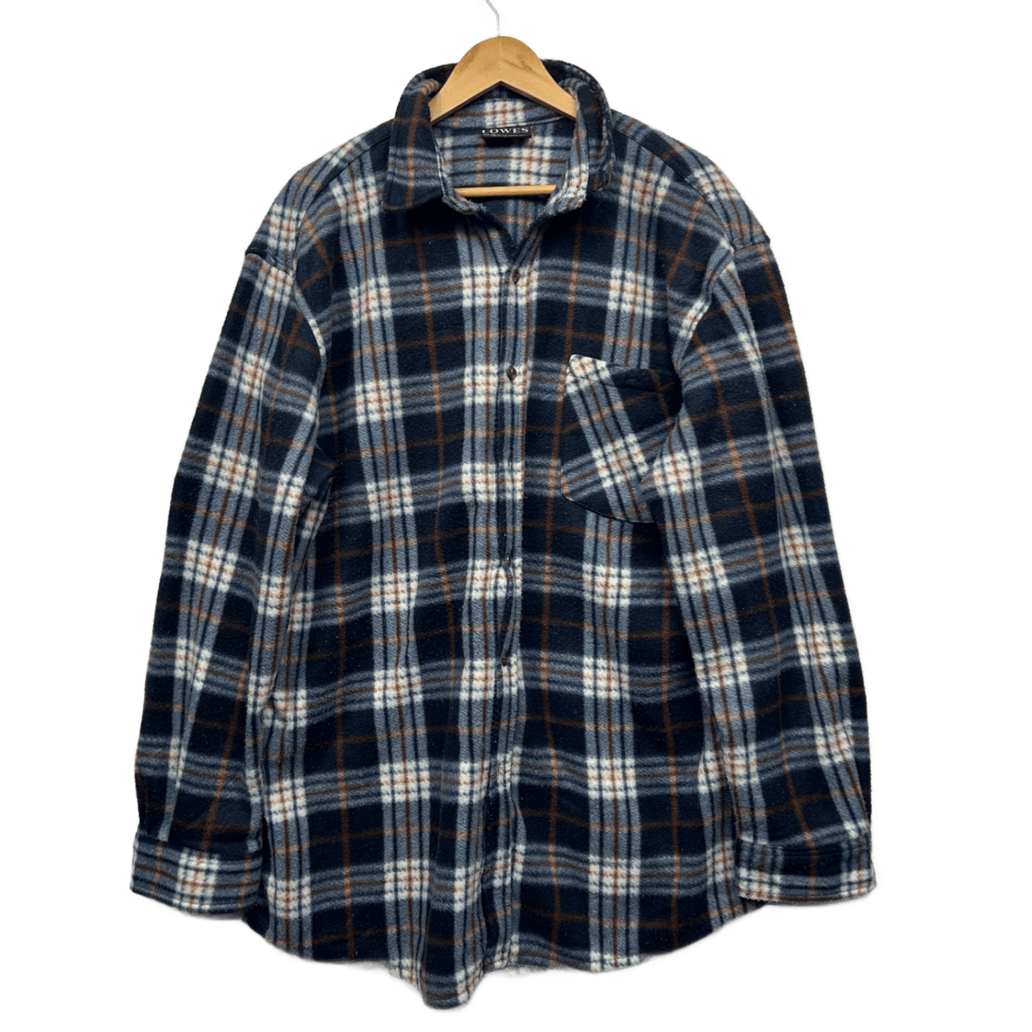 Lowes Checked Flannel Shirt Sleeve Soft Fleece Blue White Size 2XL