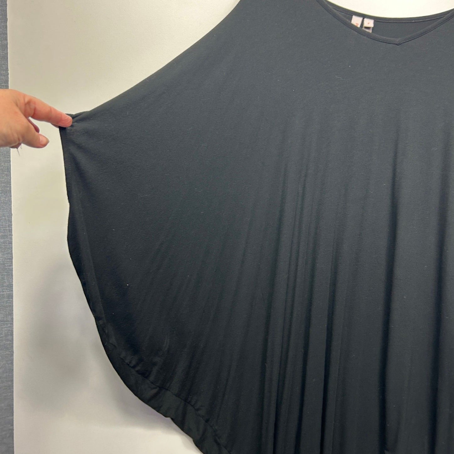 PQ Collection Curve Black Bamboo Batwing Midi Casual Kaftan Dress One Size Plus
