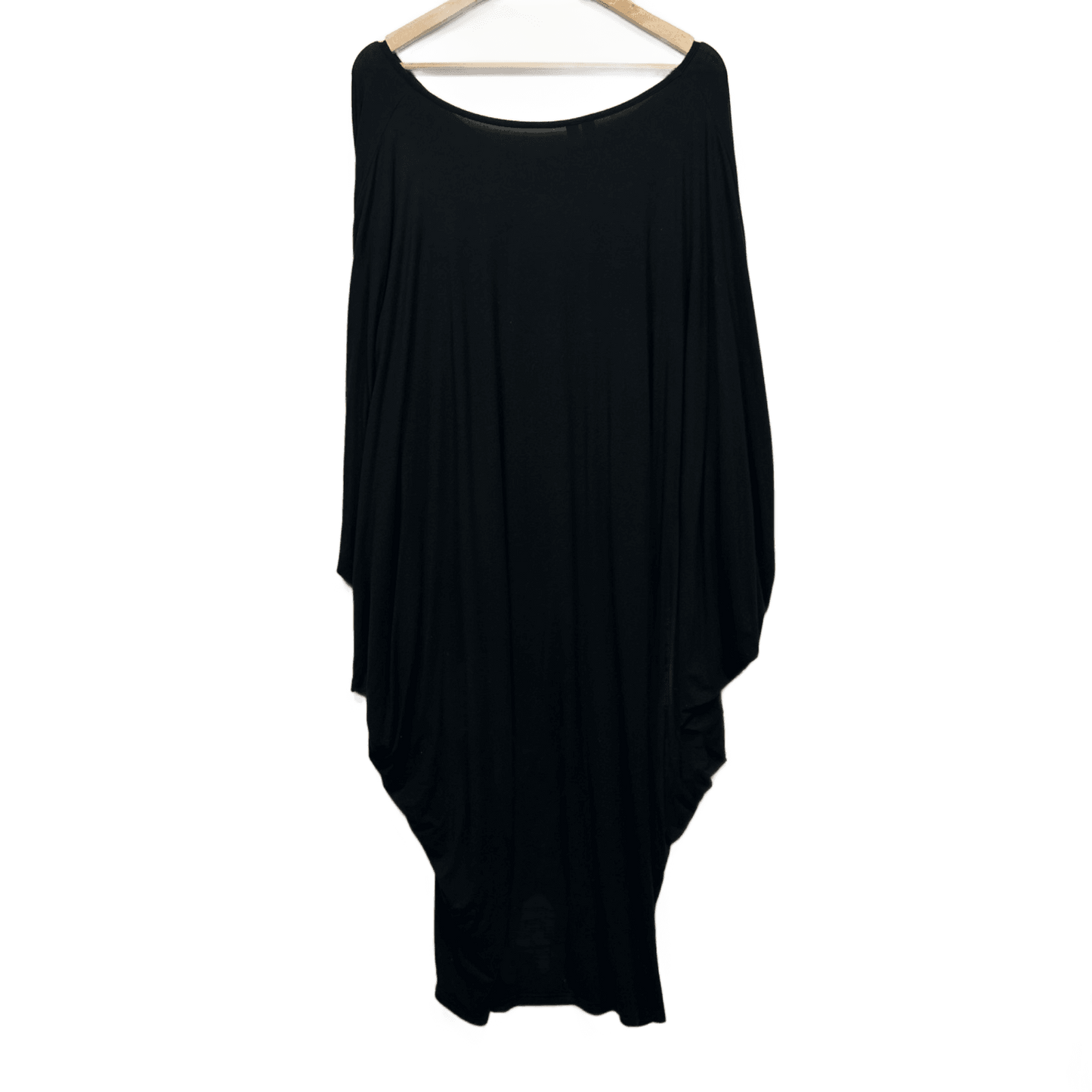 PQ Collection Curve Black Bamboo Batwing Midi Casual Kaftan Dress One Size Plus
