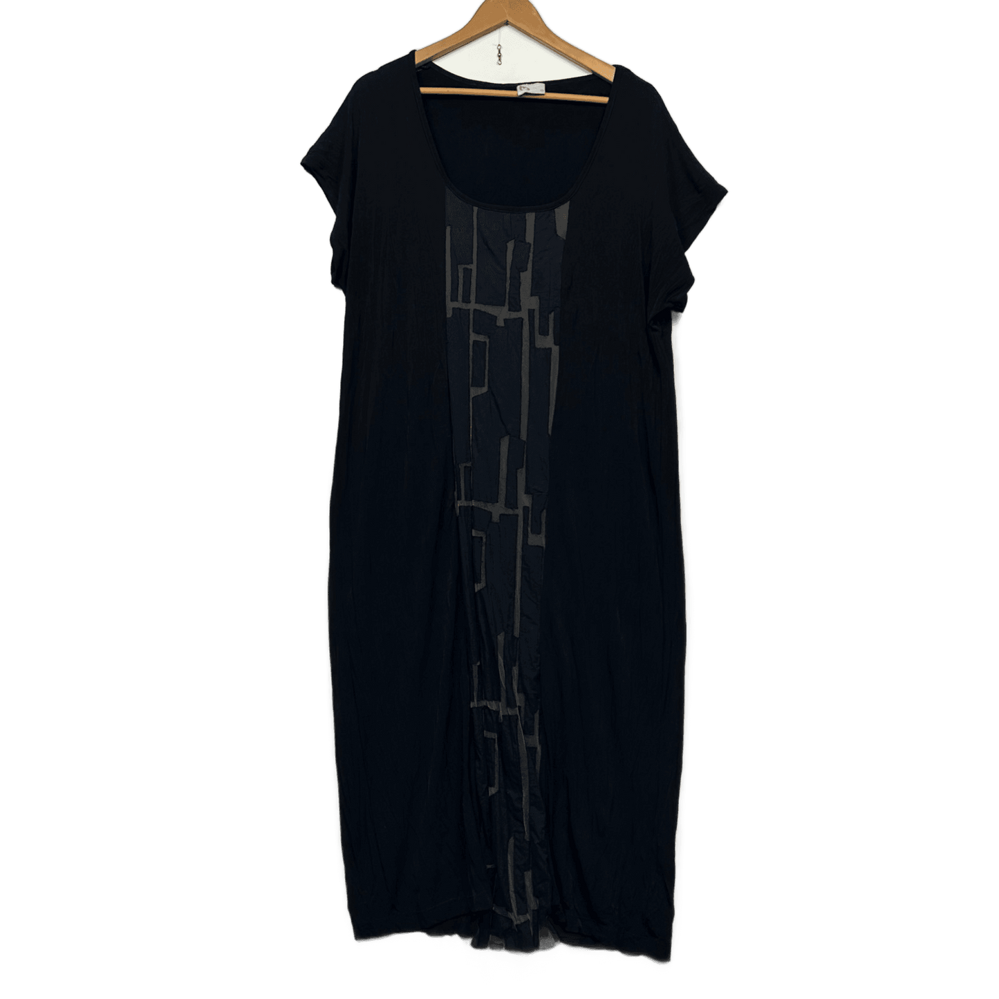 Taking Shape Black Short Sleeve Longline Dress Long Length Size 14 XS Plus