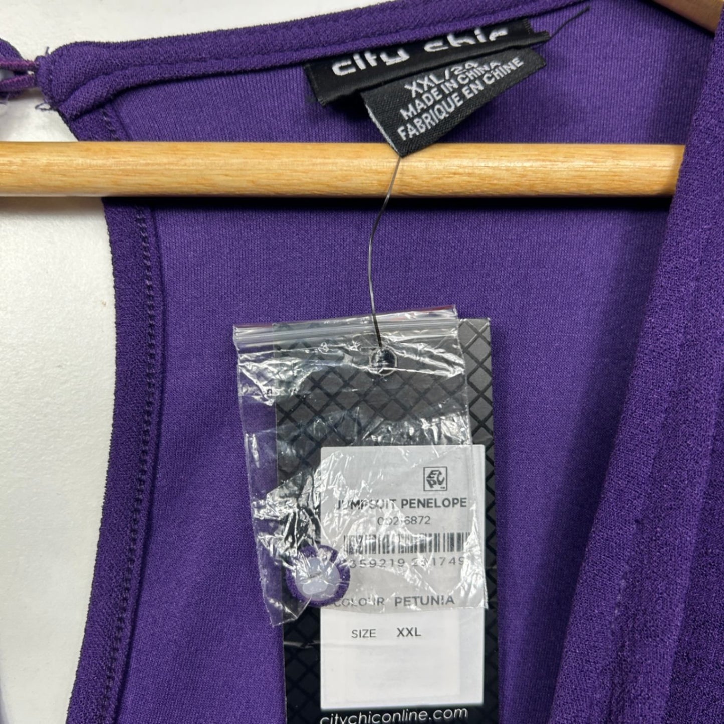 City Chic Purple Long Sleeve Full Length Jumpsuit Size 22 24 XXL Plus