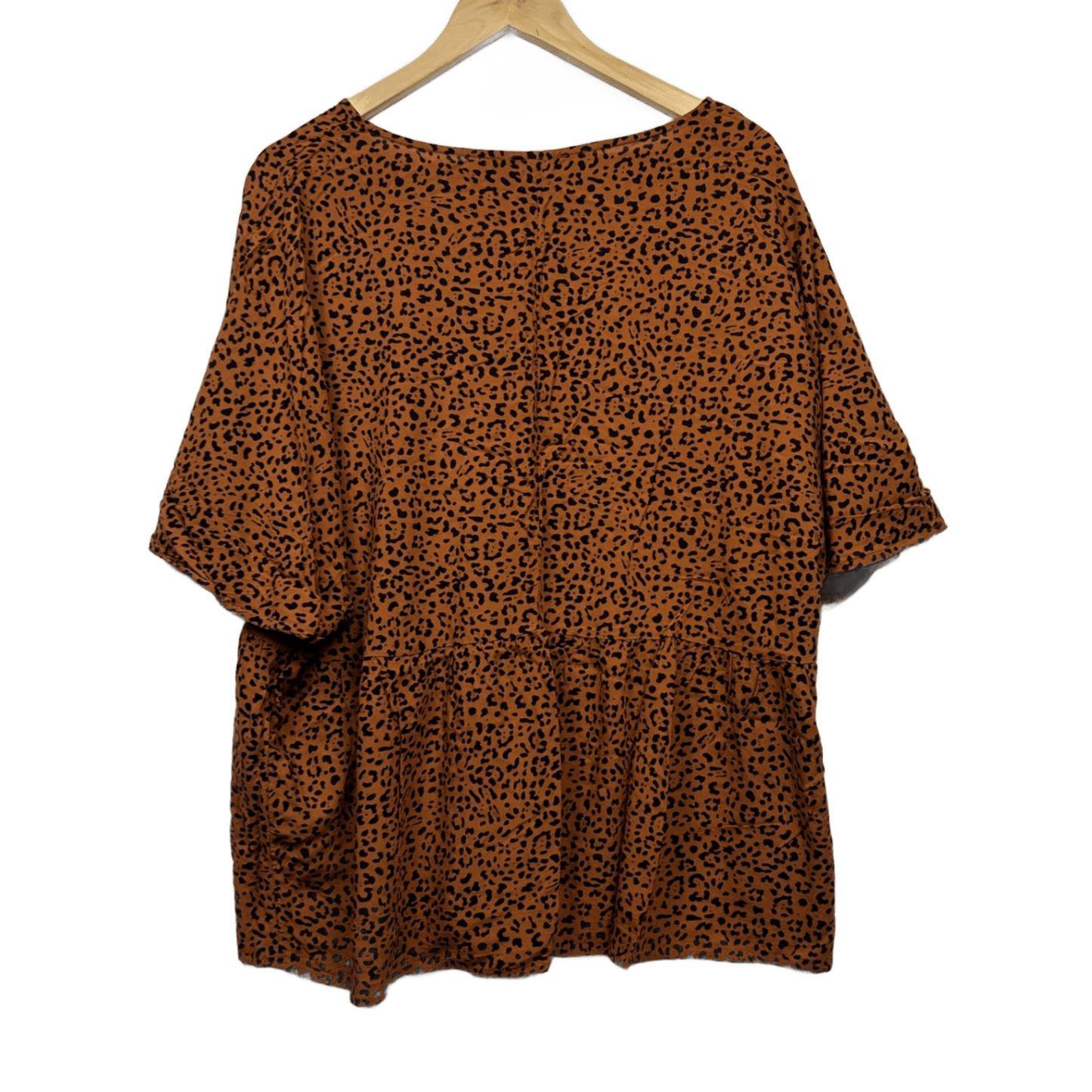 Anko Top Size 24 Brown Viscose Short Sleeve Scoop Neck Casual Women Blouse