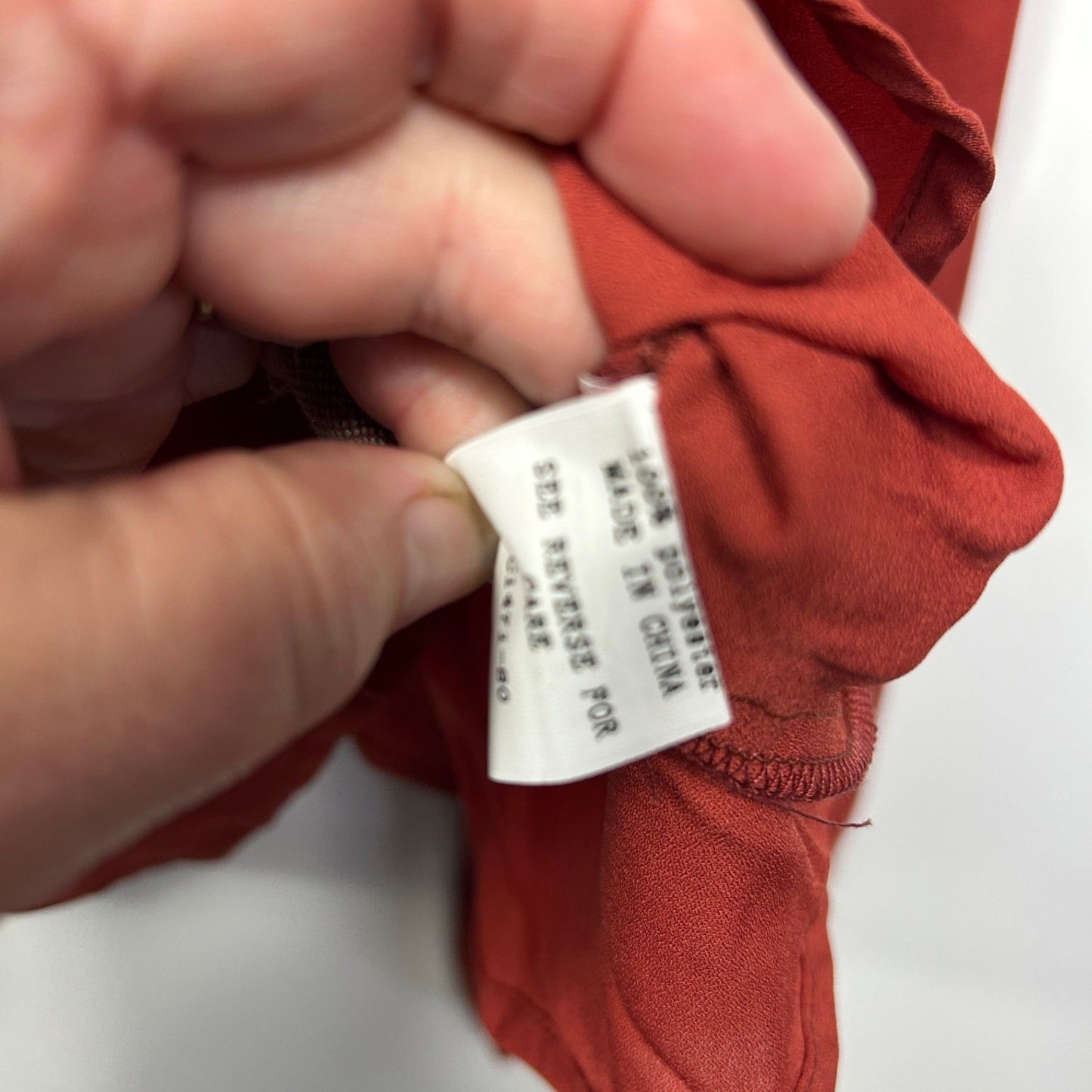 YOU + ALL Top Size AU 18 Rust Red Solid Long Sleeve Polyester Peplum