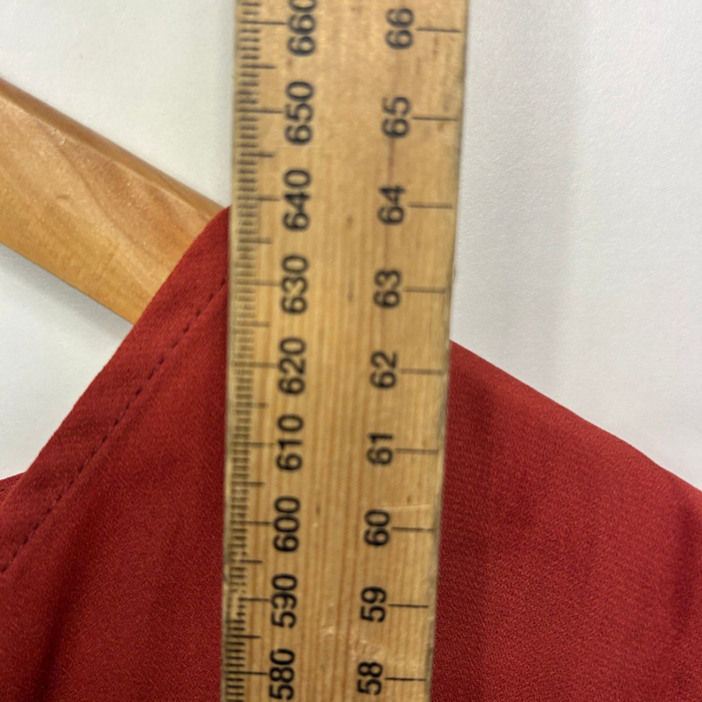 YOU + ALL Top Size AU 18 Rust Red Solid Long Sleeve Polyester Peplum