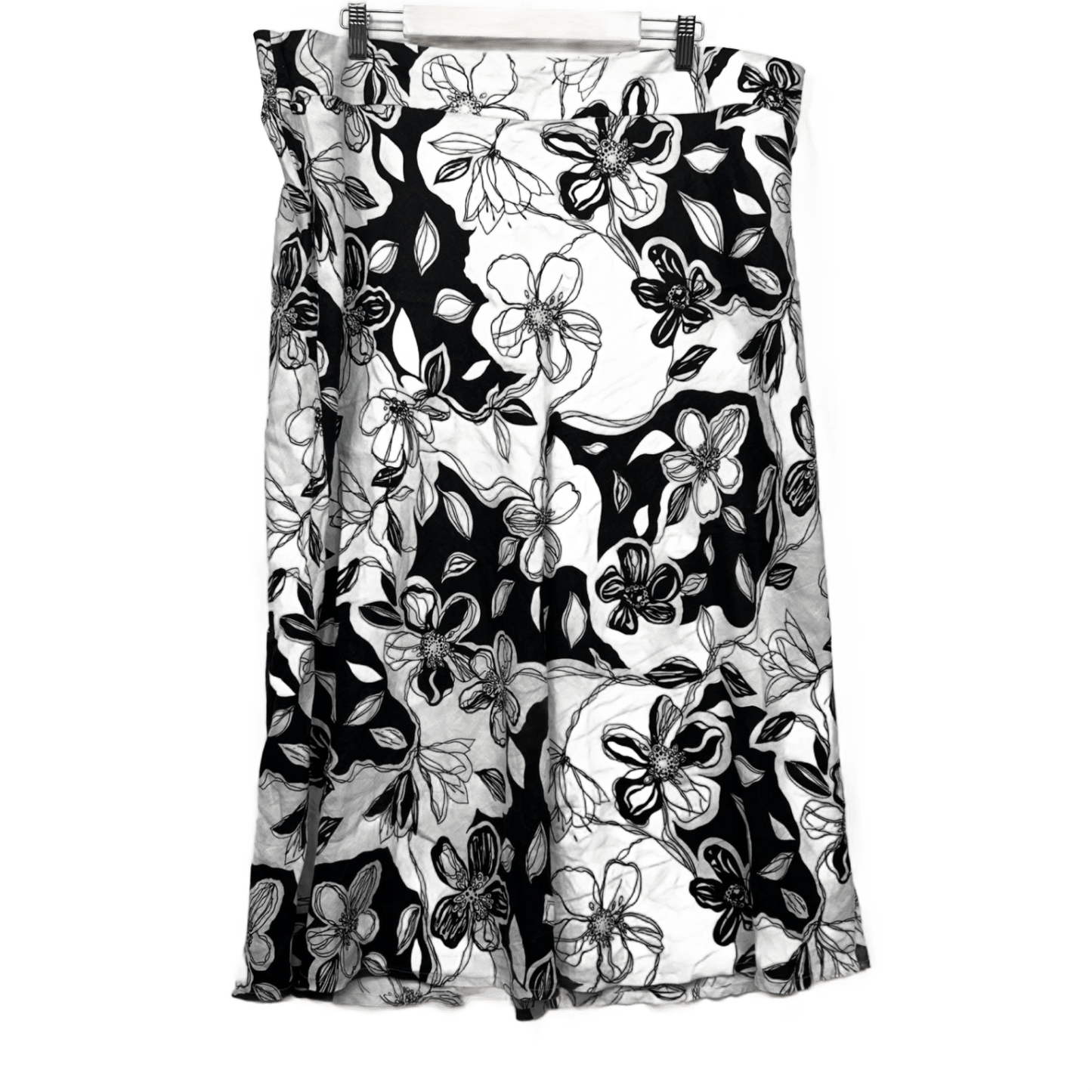 Target Midi Skirt Size 26 Black White Floral Sleeveless Pure Linen