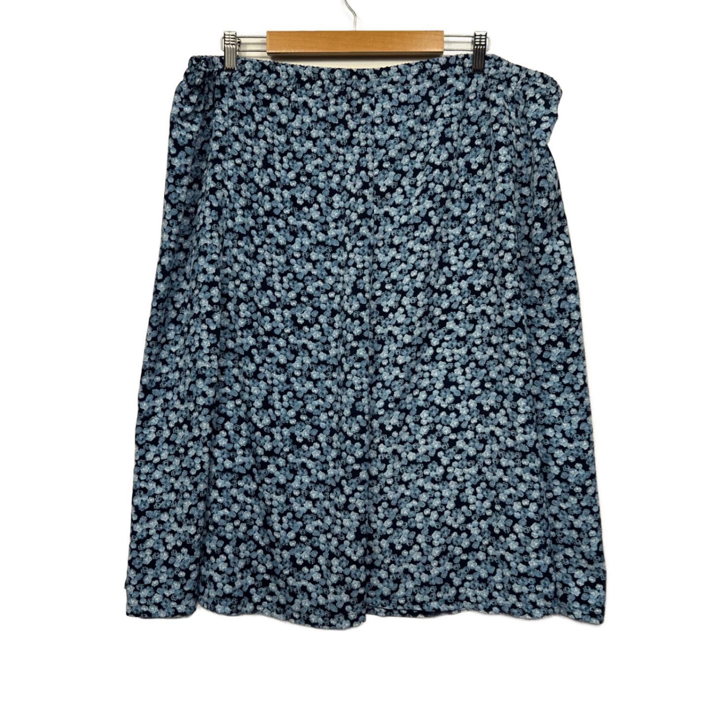 Hodgson Skirt Blue Polyester Midi Elastic Waistband Floral Skirt Size 20 Plus