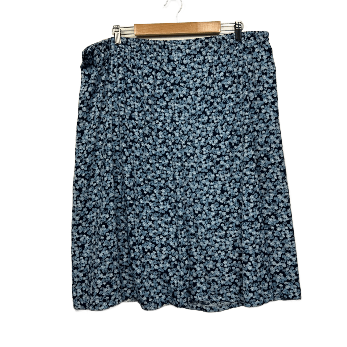 Hodgson Skirt Blue Polyester Midi Elastic Waistband Floral Skirt Size 20 Plus