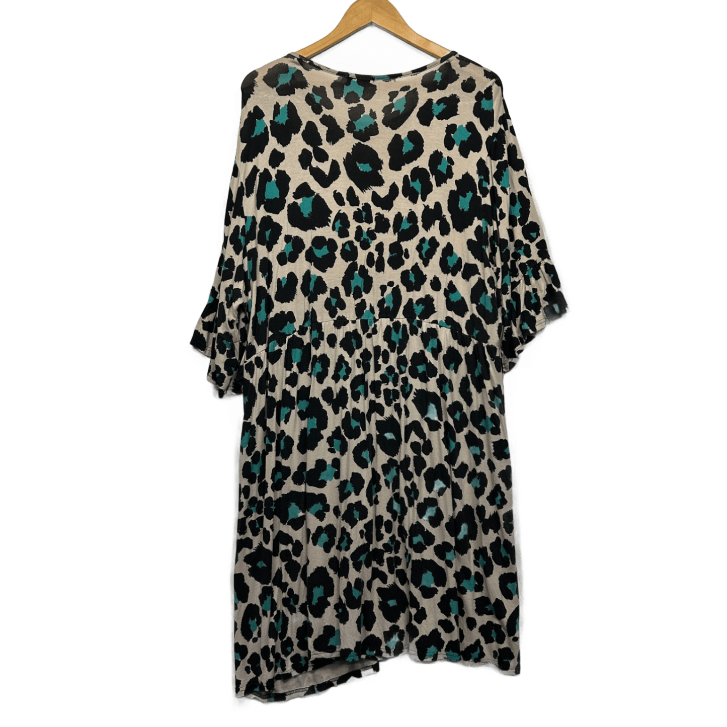 Boohoo Short Sleeve Maxi Dress Animal Print Midi Size 24 Plus Black Teal