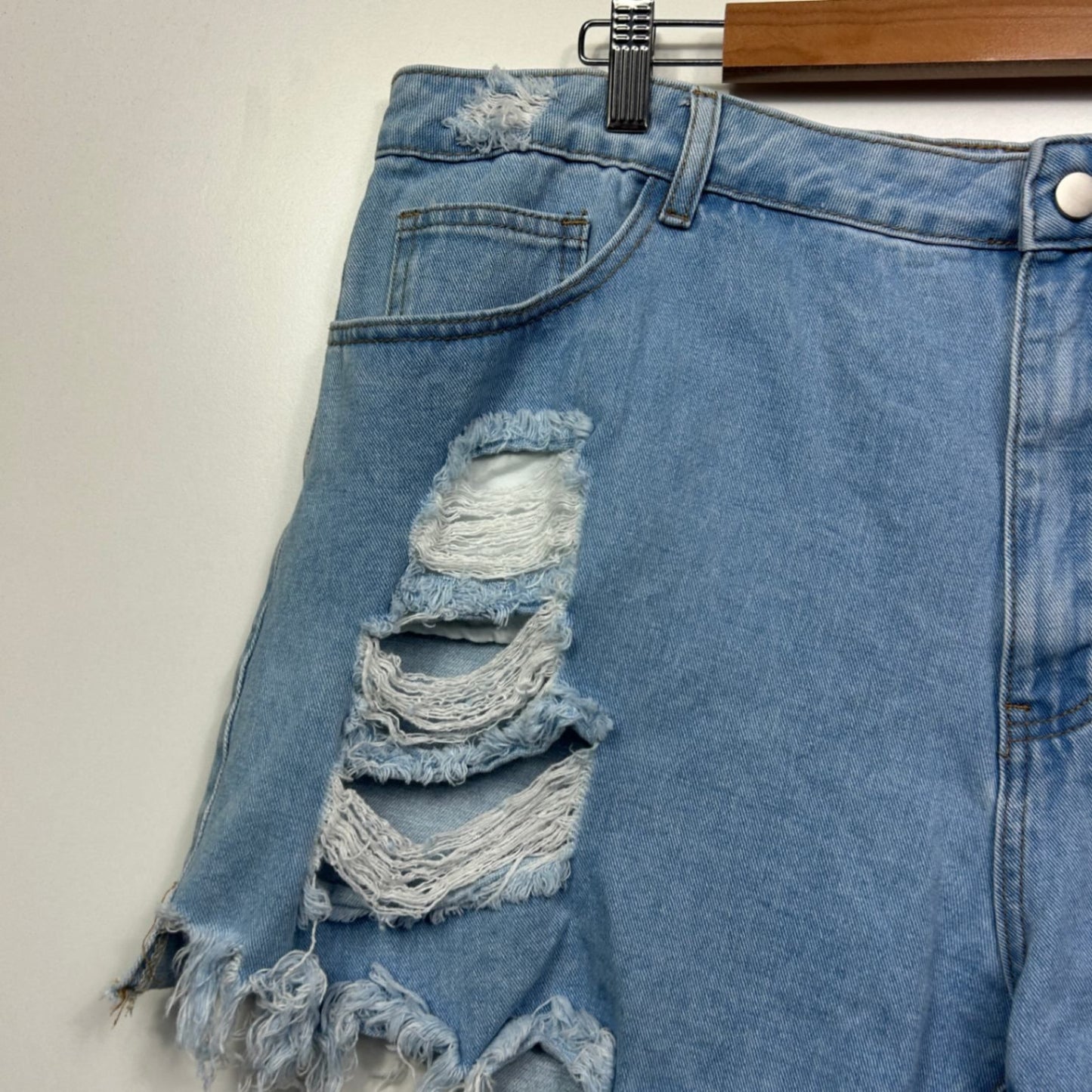 SHEIN Shorts Size 4XLBlue Denim Raw Hem Distressed