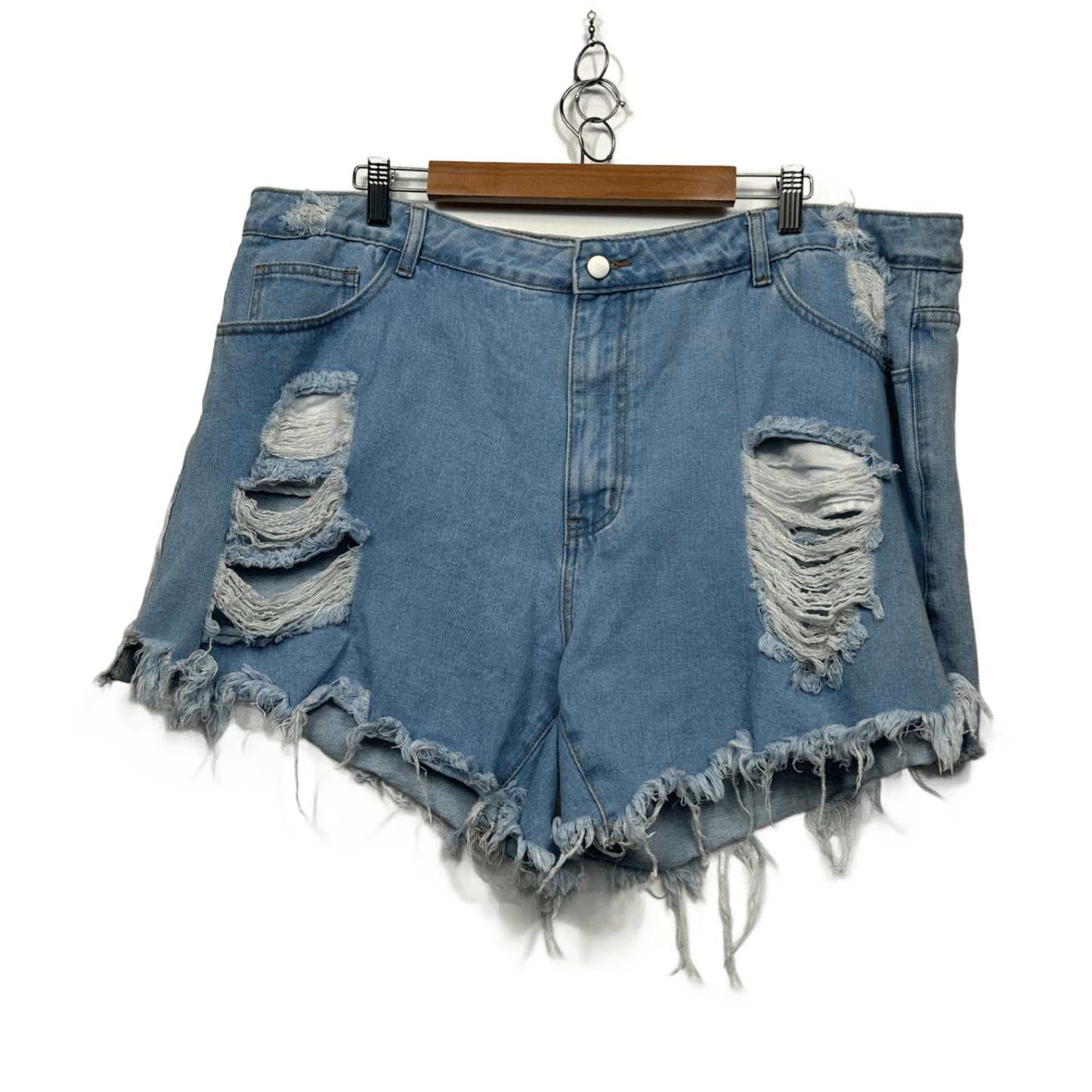 SHEIN Shorts Size 4XLBlue Denim Raw Hem Distressed