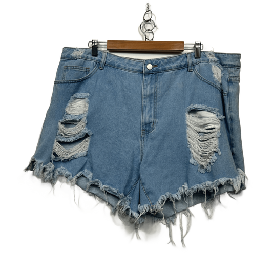 SHEIN Shorts Size 4XLBlue Denim Raw Hem Distressed