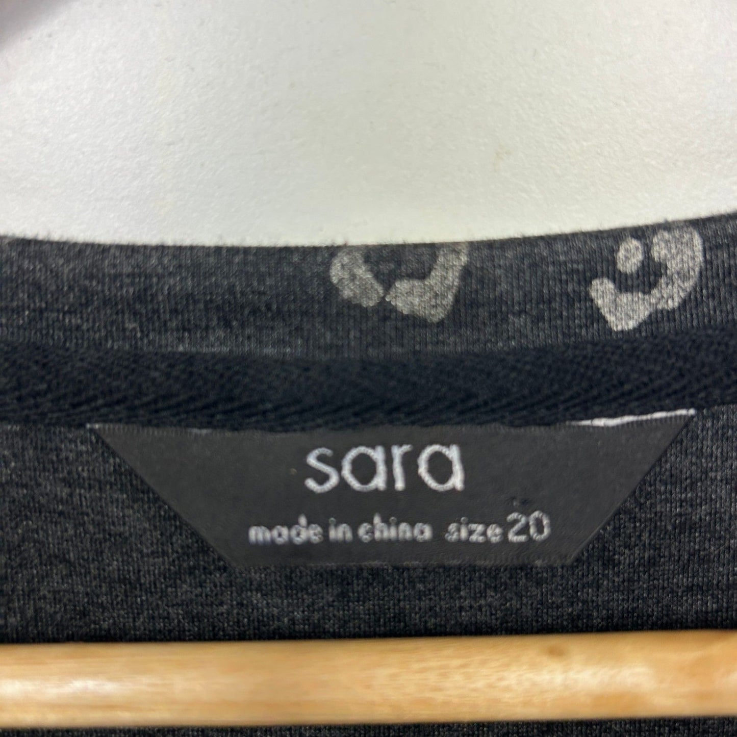 Sara Casual Dress Size 20 Black Grey Animal Print Short Sleeve