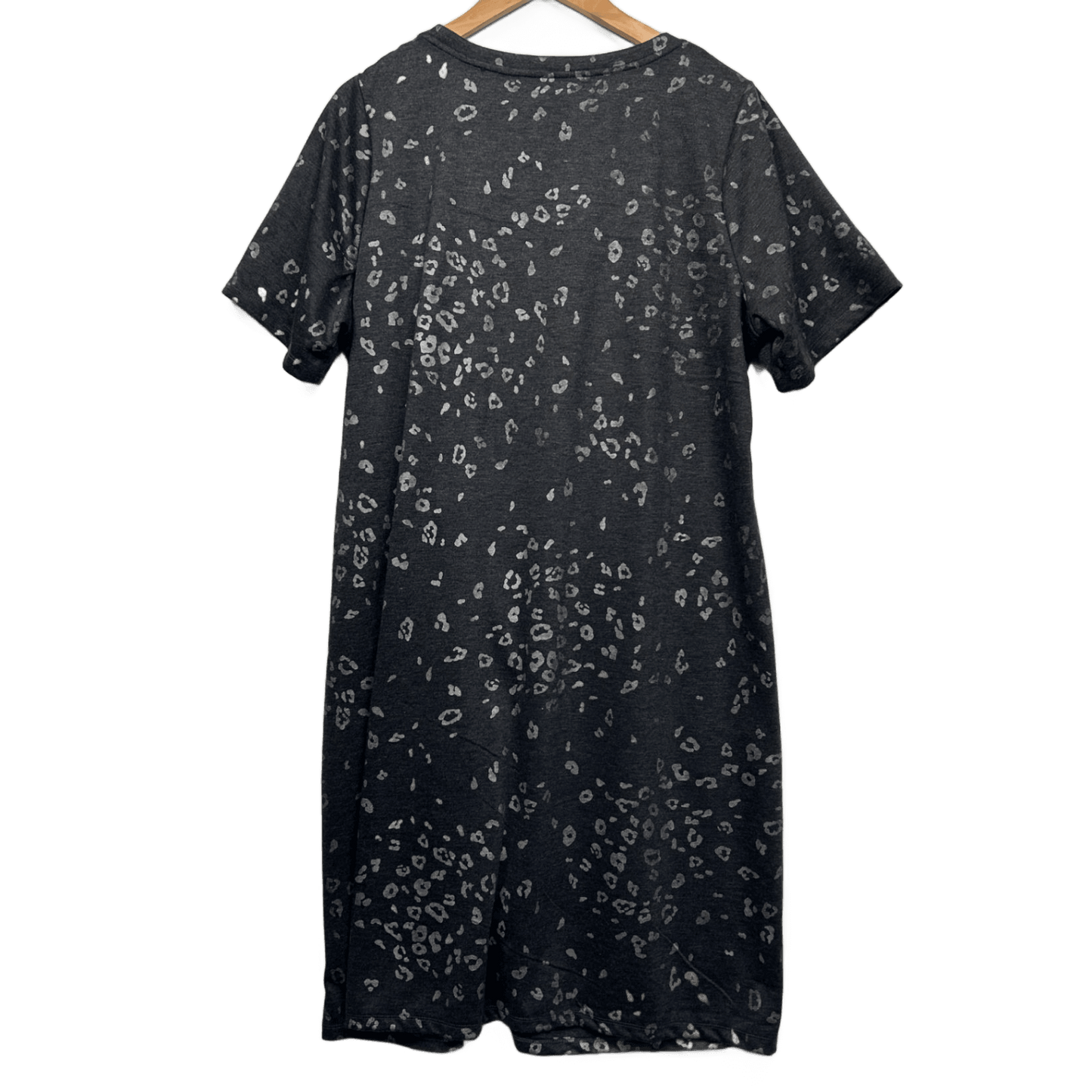 Sara Casual Dress Size 20 Black Grey Animal Print Short Sleeve