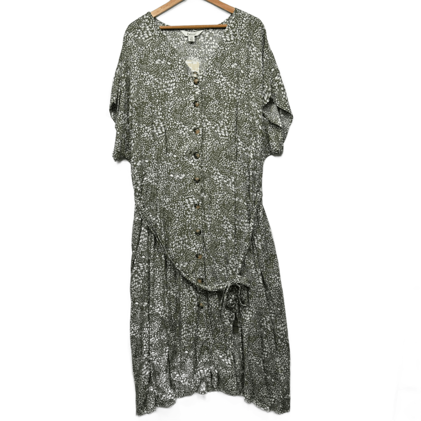 Beme Maxi Dress Size 22 Sage Green White Midi Length V Neck New
