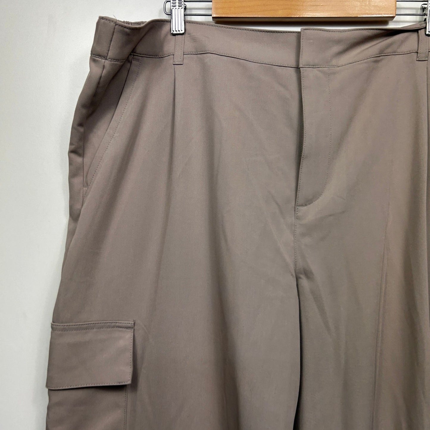 Anko Cargo Trousers Size 20 Taupe Pockets Wide Leg Viscose Blend Zip Fly