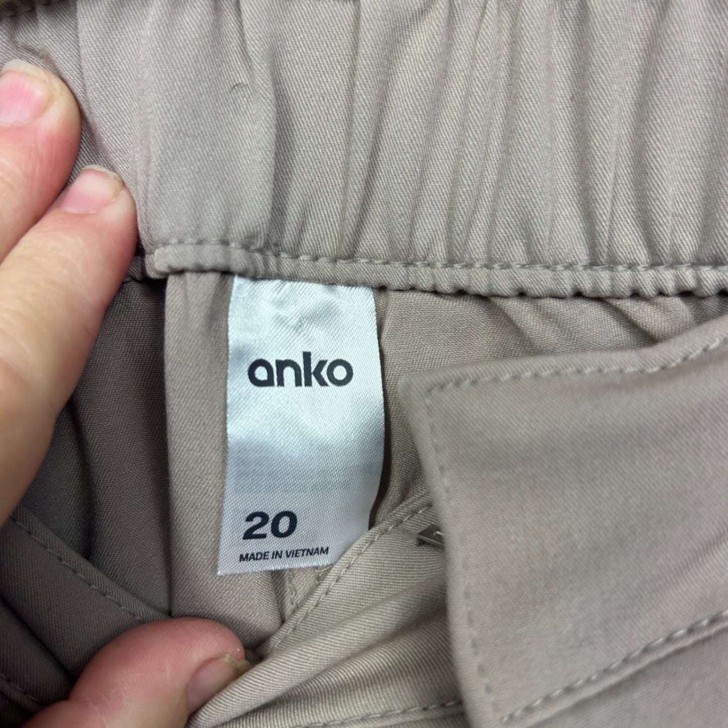 Anko Cargo Trousers Size 20 Taupe Pockets Wide Leg Viscose Blend Zip Fly