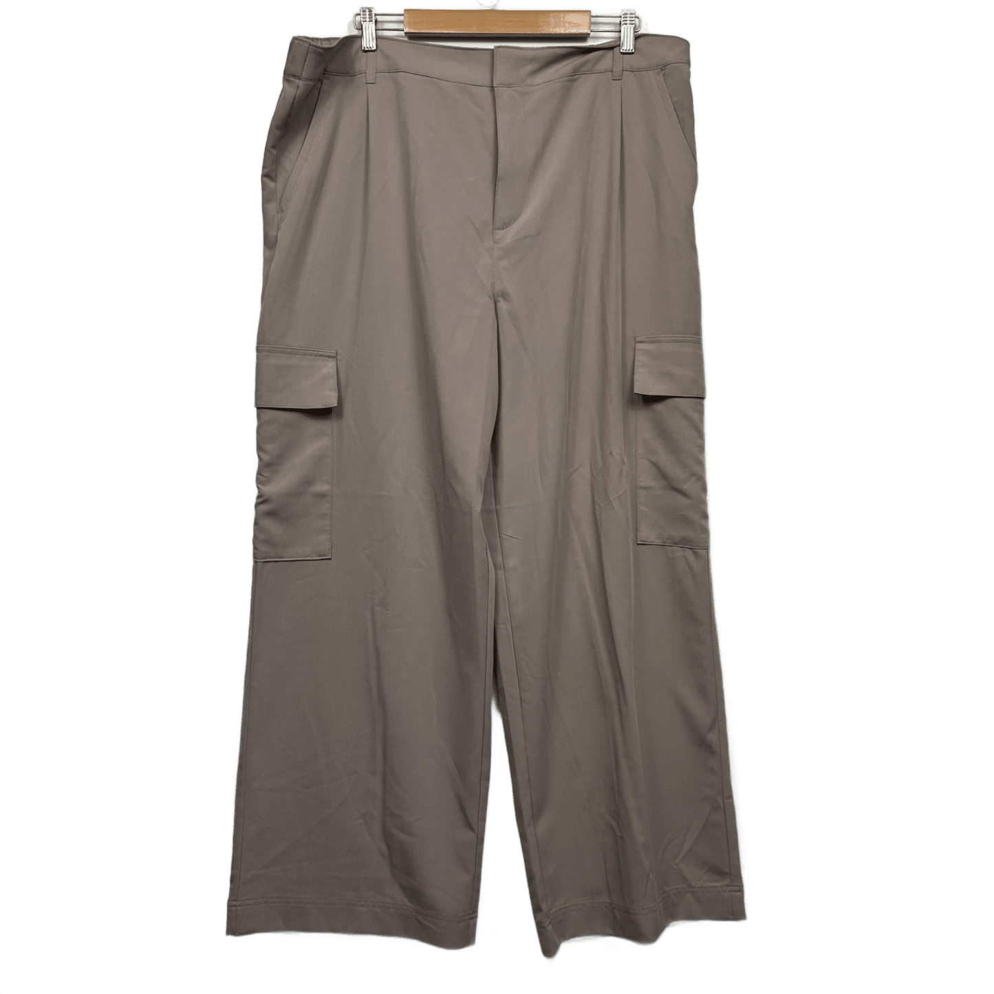 Anko Cargo Trousers Size 20 Taupe Pockets Wide Leg Viscose Blend Zip Fly