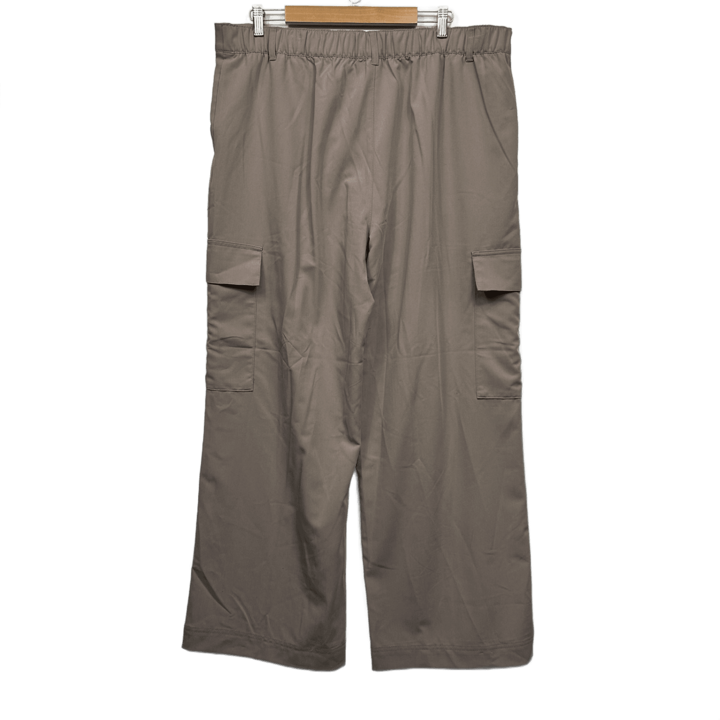 Anko Cargo Trousers Size 20 Taupe Pockets Wide Leg Viscose Blend Zip Fly