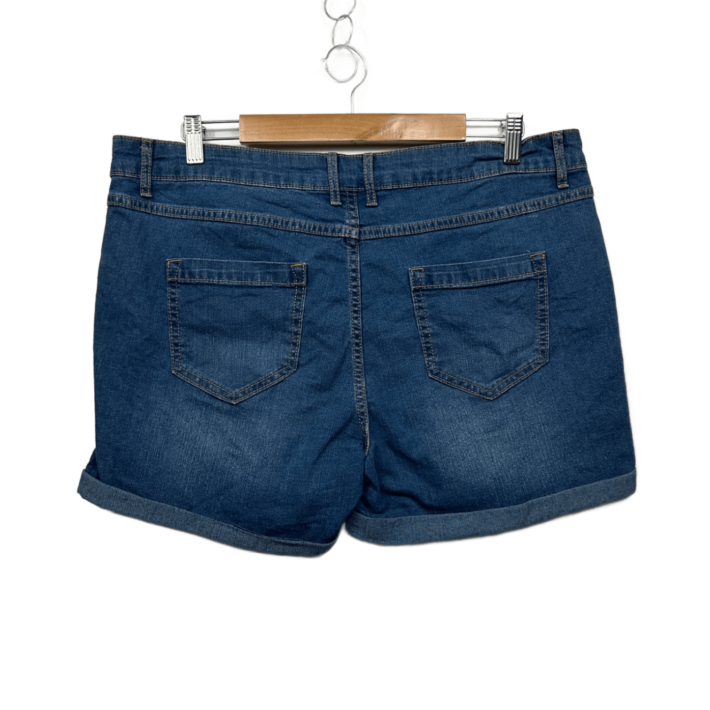 The 1964 Denim Company Blue Relaxed Rolled Hem Pockets Casual Shorts Size 16