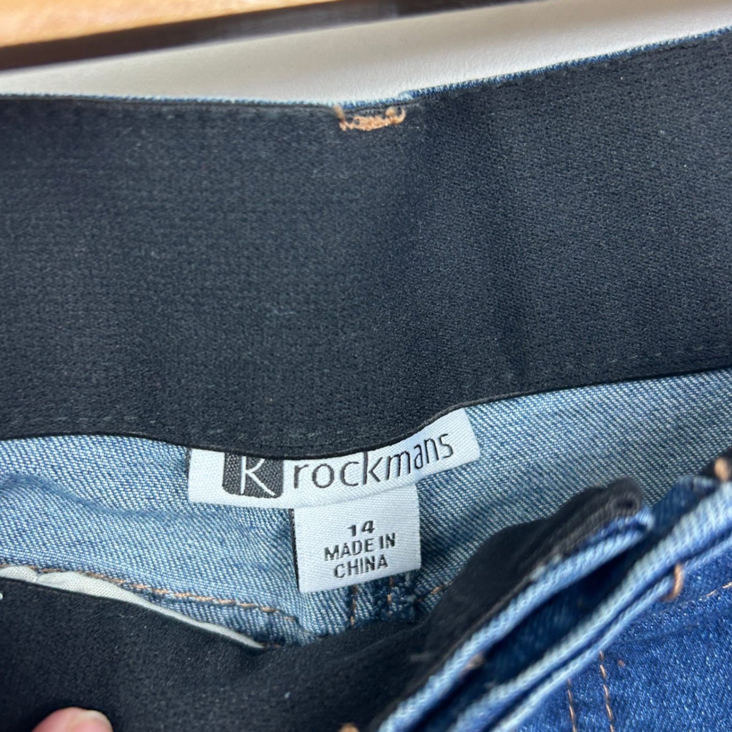Rockmans Bermuda Denim Shorts Size 14 Blue Elastic Waist Pockets
