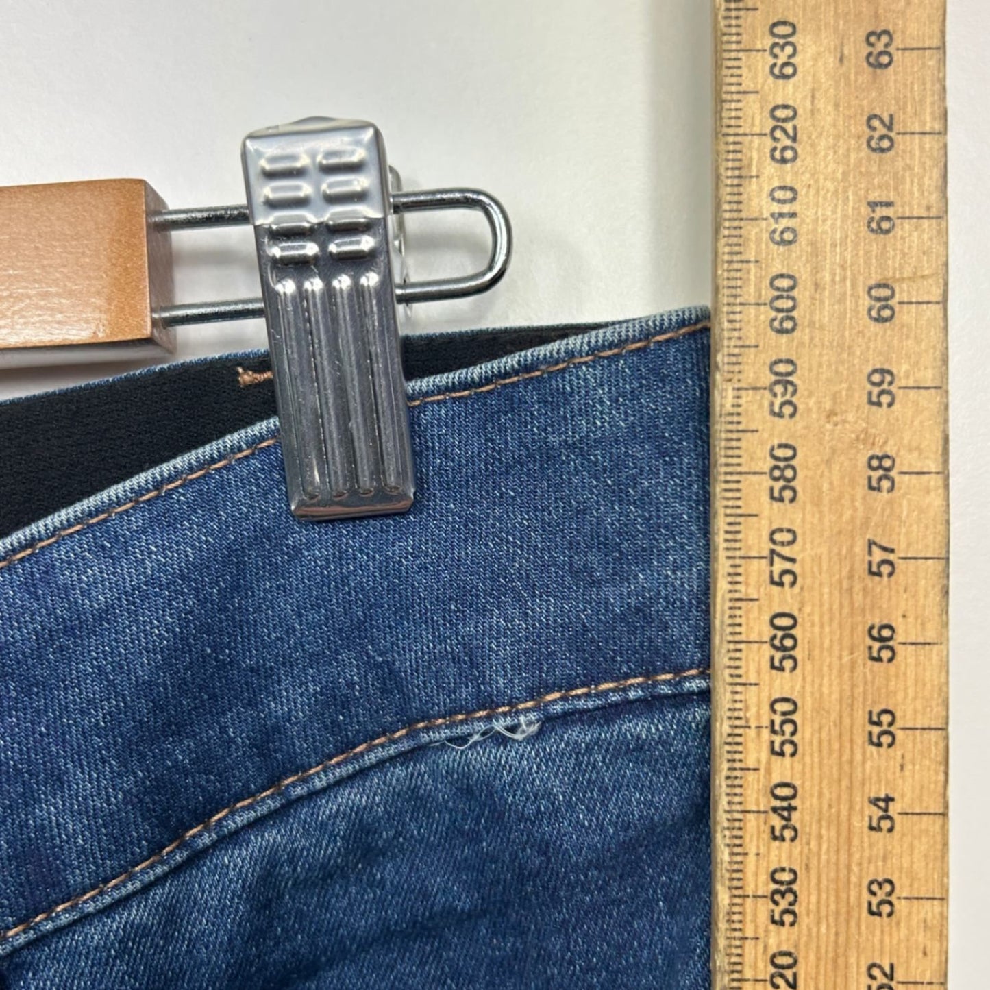 Rockmans Bermuda Denim Shorts Size 14 Blue Elastic Waist Pockets