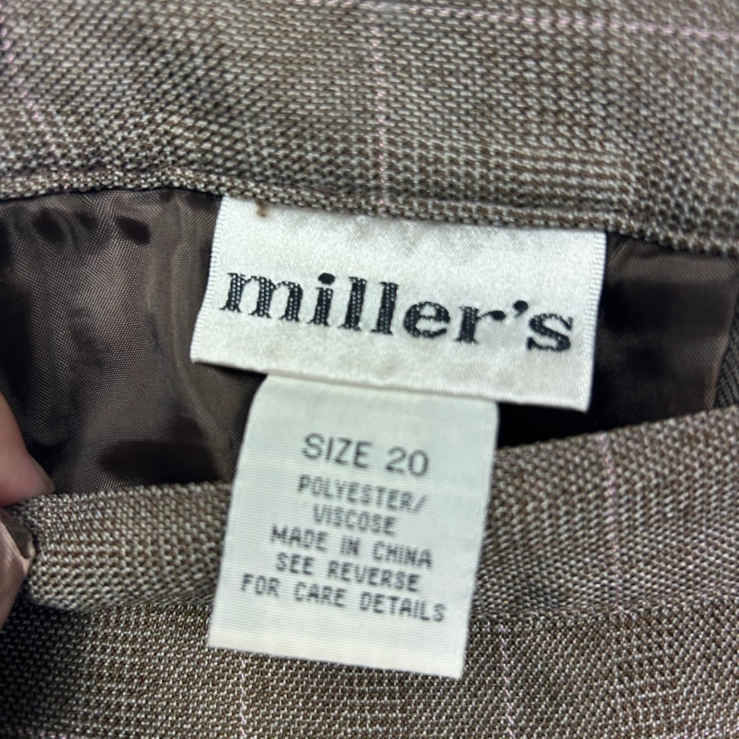 Vintage Millers Brown Pencil Skirt Size 20 Knee Length