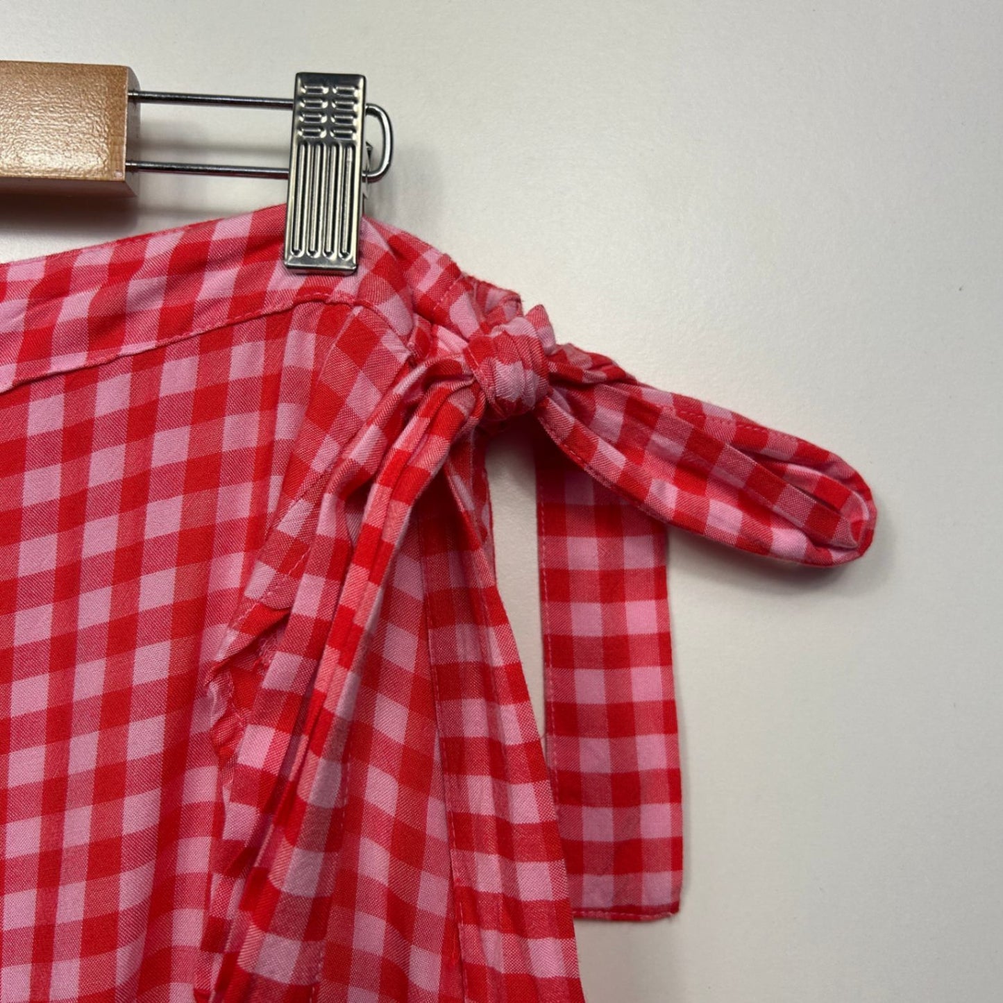 Anko Pink Viscose Mini Gingham Check Wrap Skirt Size 16