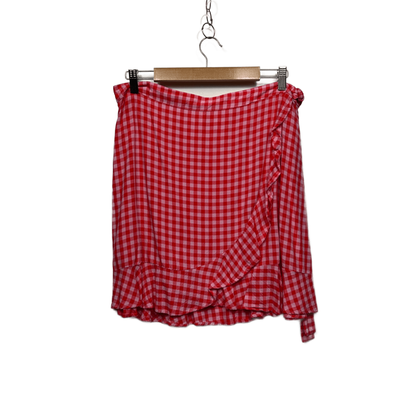 Anko Pink Viscose Mini Gingham Check Wrap Skirt Size 16