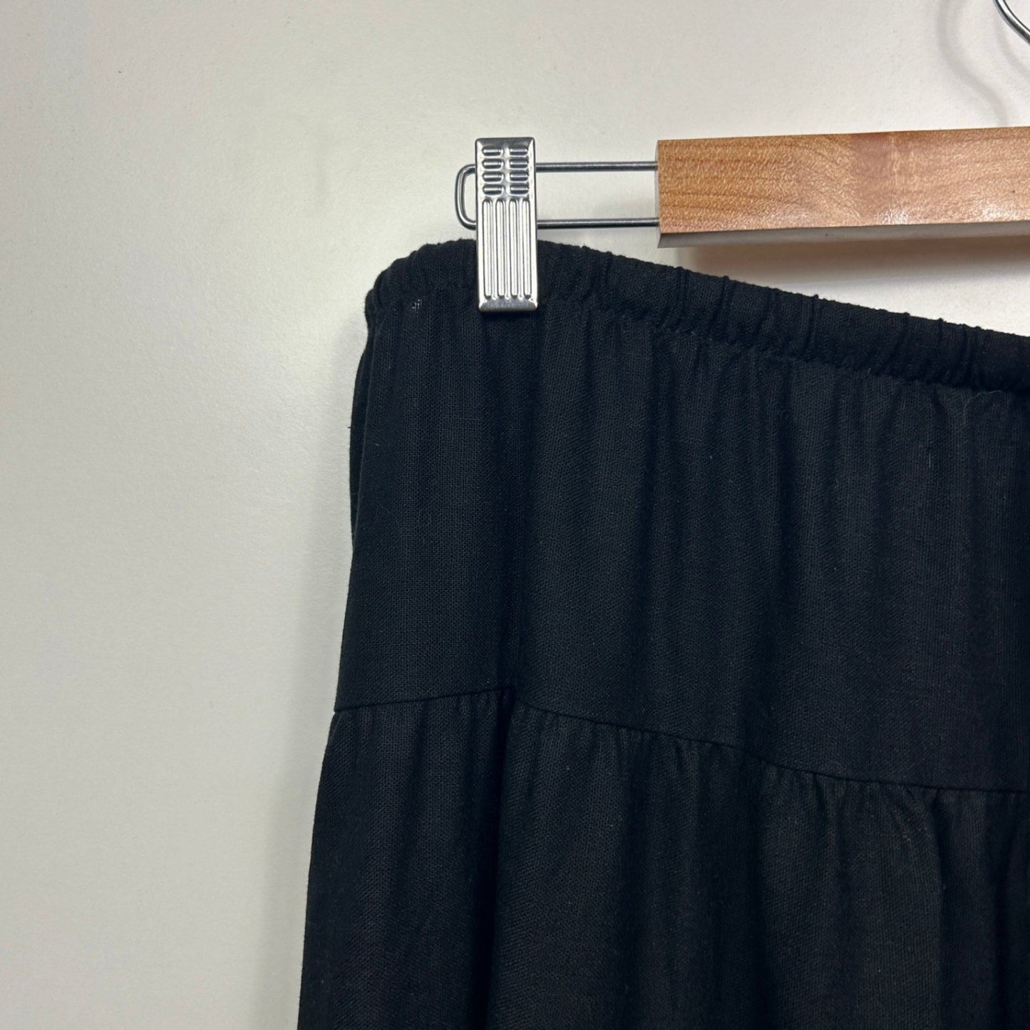 Anko Mini Skirt Size 18 Black Short Length Elastic Waist Linen Blend