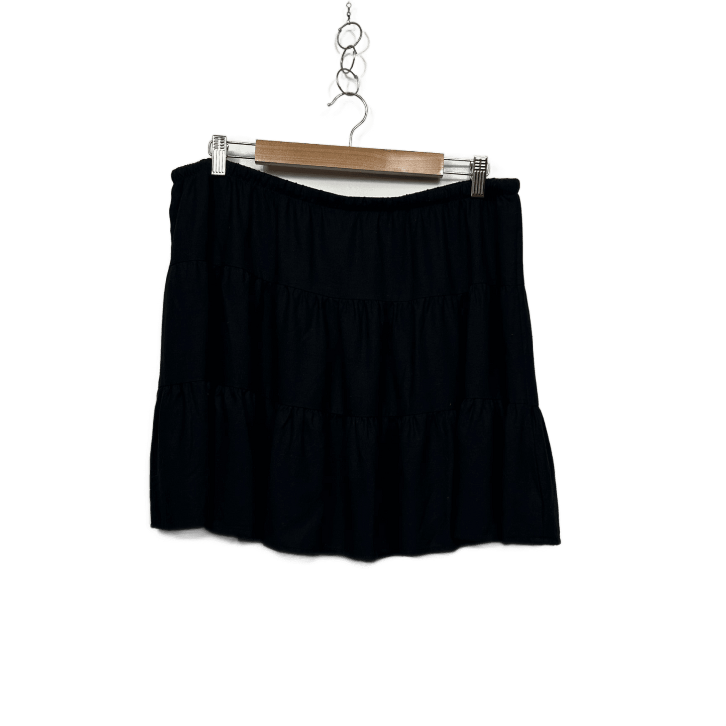 Anko Mini Skirt Size 18 Black Short Length Elastic Waist Linen Blend