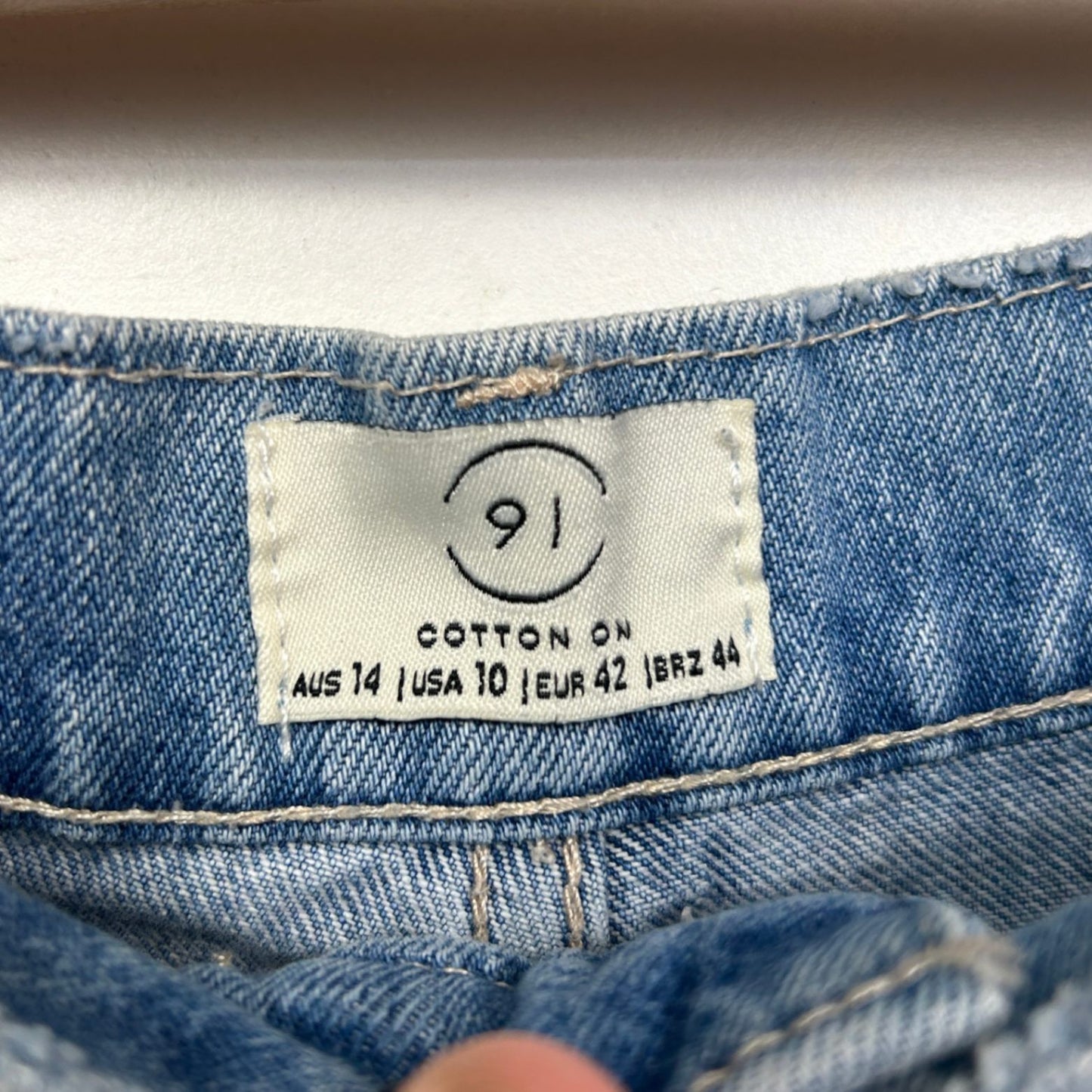 Cotton On Light Blue Relaxed Distressed Ripped Frayed Hem Size 14