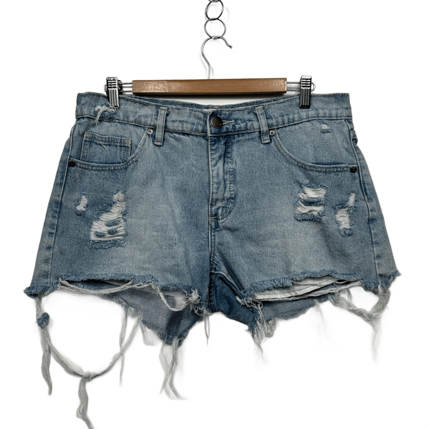 Cotton On Light Blue Relaxed Distressed Ripped Frayed Hem Size 14