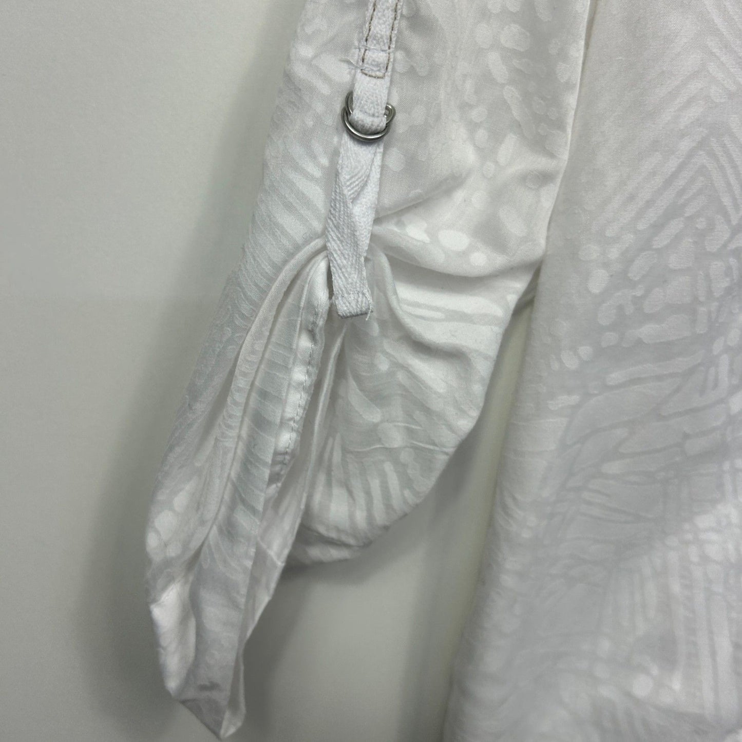 Taking Shape Top Size 18 Plus White Button Up Roll Tab Sleeve Ruched Cotton Blend