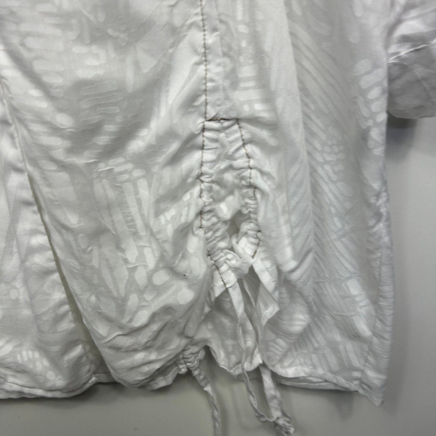 Taking Shape Top Size 18 Plus White Button Up Roll Tab Sleeve Ruched Cotton Blend