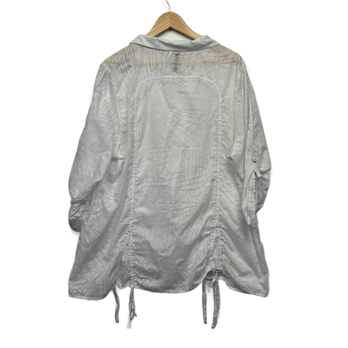 Taking Shape Top Size 18 Plus White Button Up Roll Tab Sleeve Ruched Cotton Blend