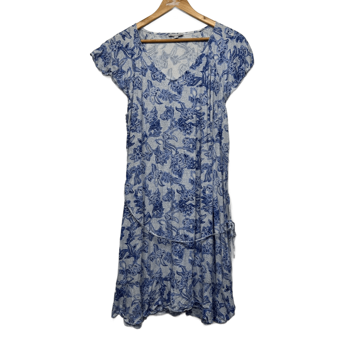 Target Midi Dress Size 18 Blue White Floral Short Sleeve Casual Viscose