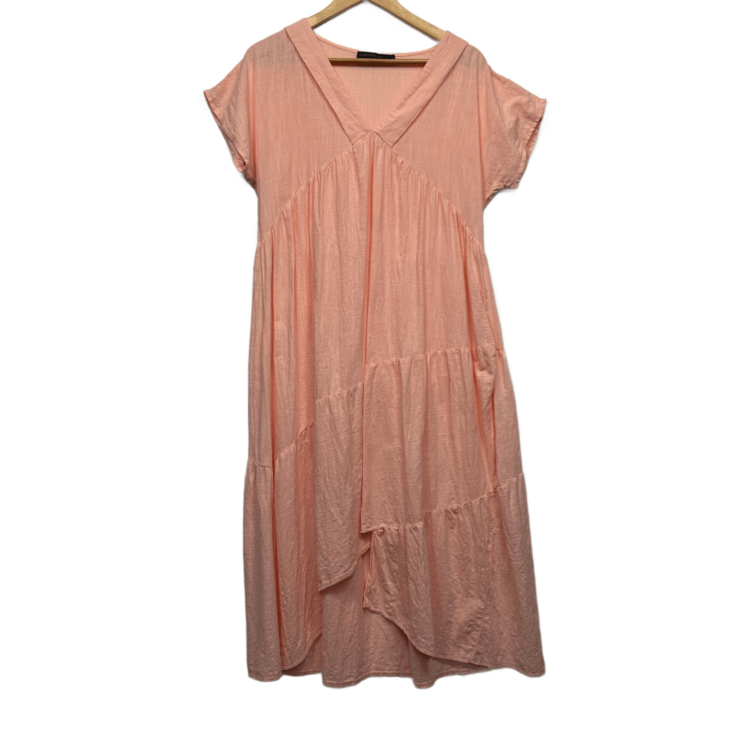 Zanzea Maxi Dress Size 14 16 Large Peach Short Sleeve 100% Cotton