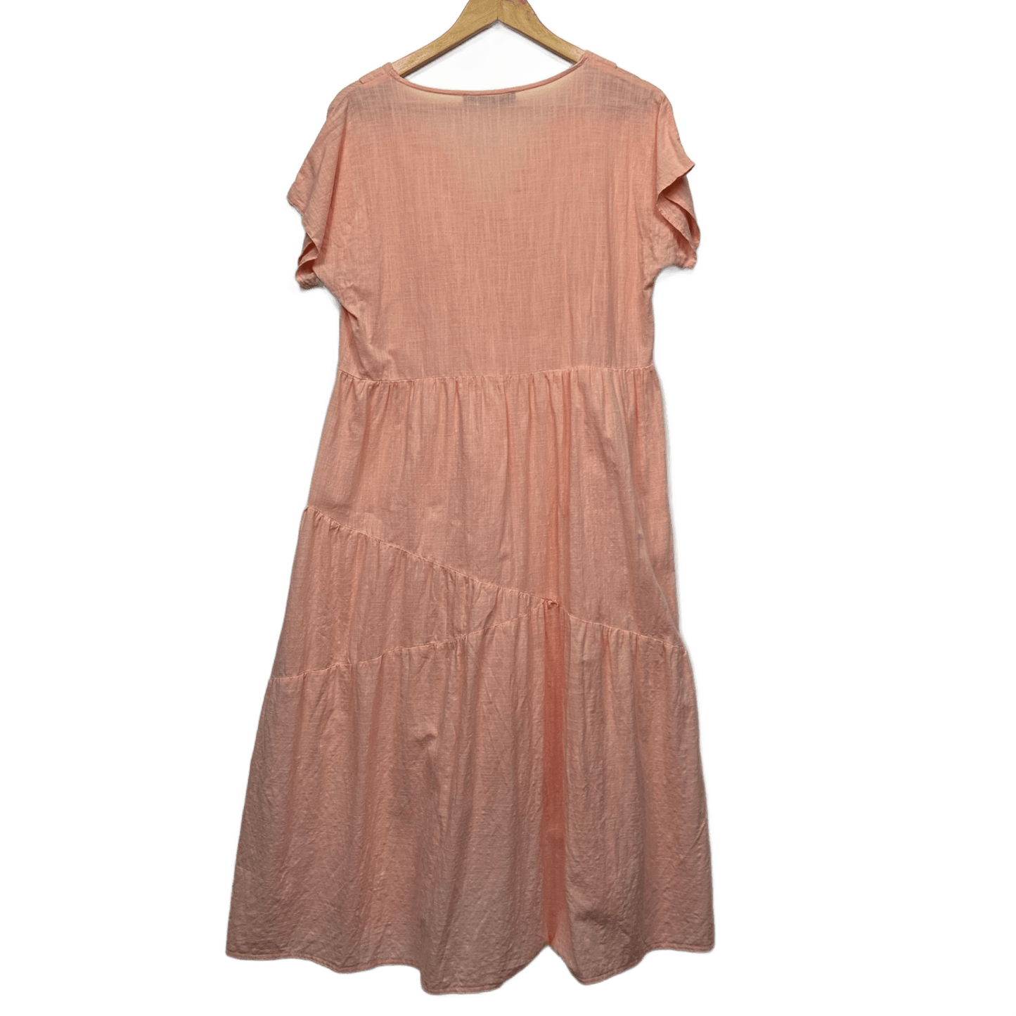 Zanzea Maxi Dress Size 14 16 Large Peach Short Sleeve 100% Cotton