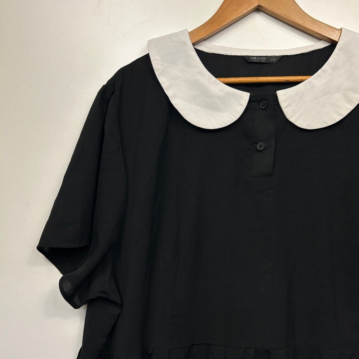 Shein Curve Dress Size 2XL Black White Peter Pan Collar Short Sleeve