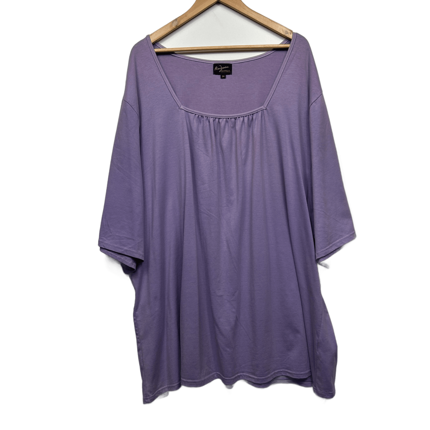 Hodgson T-Shirt Size 34 Plus Lilac Purple Short Sleeve Casual Cotton Blend
