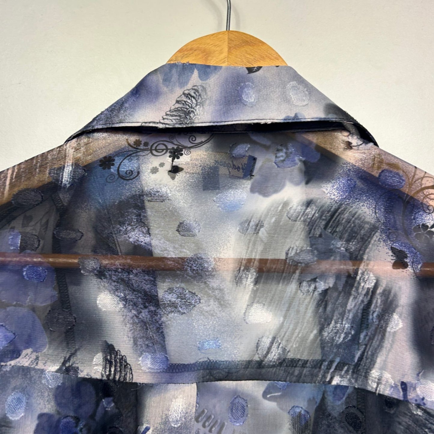 Hodgson Kimono Duster Jacket Size 36 Plus Blue Short Sleeve Open Front