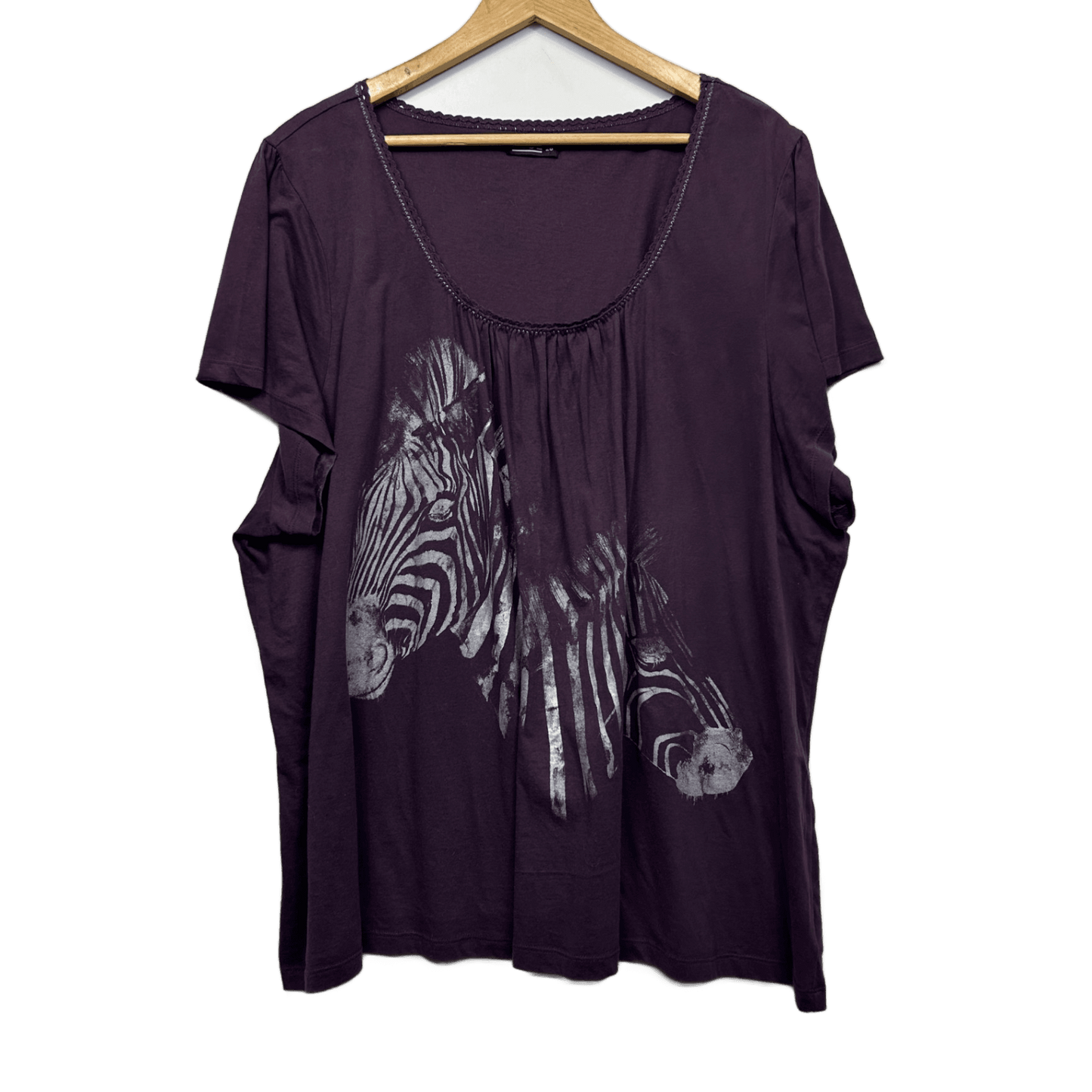 MODA T-Shirt Size 28 Plus Purple Short Sleeve Zebra
